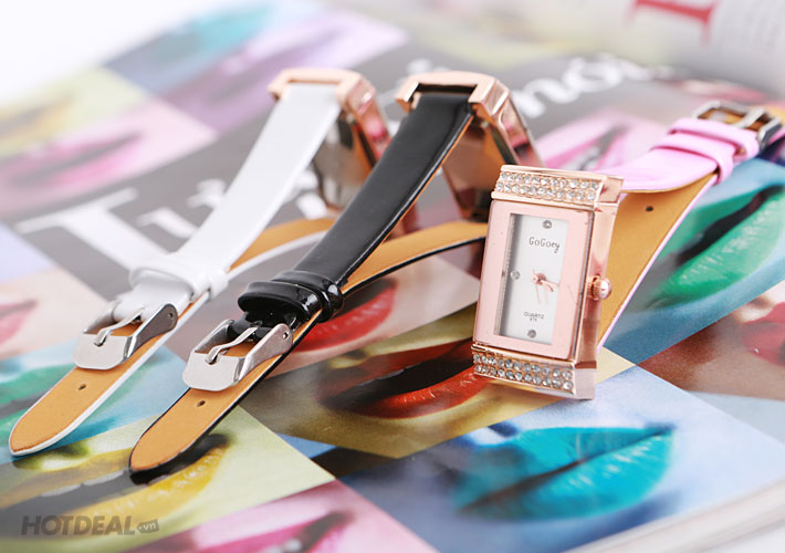 Đồng Hồ Gogoey Mặt Vu&ocirc;ng Đ&iacute;nh Hạt